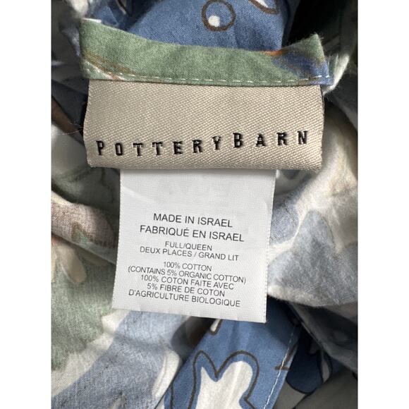 Pottery Barn Caesarea Medallion cotton duvet cover blue green white Queen/ Full - Picture 9 of 14